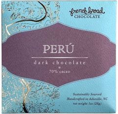 French Broad Chocolates Peru 70% Dark Chocolate Bar