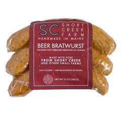 Short Creek Farm sausage beer bratwurst