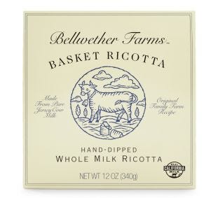Bellwether Farms Whole Milk Ricotta Basket