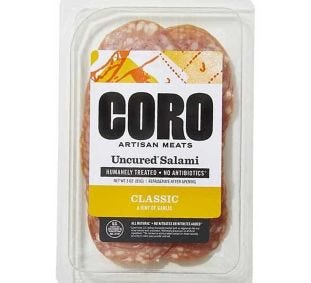 Coro Foods Classic Salami Uncured Sliced