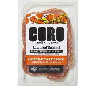 Coro Foods Uncured Orange Cardamom Salami Sliced