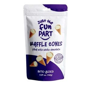 Just The Fun Part Waffle Cones Filled with White Chocolate