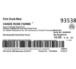 Vande Rose Pork Cheek Meat