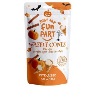 Just The Fun Part Waffle Cones Filled with Pumpkin Spice White Chocolate