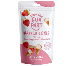 Just The Fun Part Waffle Cones Filled with Strawberry White Chocolate