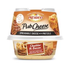 President Cheddar Bacon Pub Cheese With Pretzels