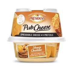 President Sharp Cheddar Pub Cheese With Pretzels