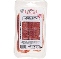 Spotted Trotter Black Pepper Sorghum Salami Sliced