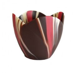 Barry Callebaut Red Chocolate Marbled Tulip Cup Kosher