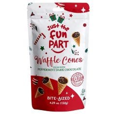 Just The Fun Part Waffle Cones Filled with Peppermint Dark Chocolate